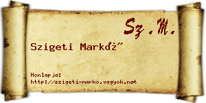 Szigeti Markó névjegykártya